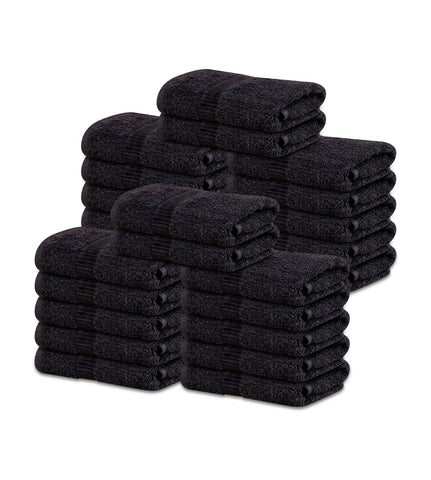 4-Pack Black Hand Towels (16"x30") 100% RingSpun Cotton 4 lb/dz - Maz Tex Supply