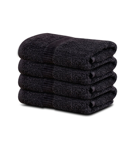 4-Pack Black Hand Towels (16"x30") 100% RingSpun Cotton 4 lb/dz - Maz Tex Supply