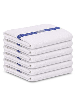 12 Bath Towels 22X44 Blue Center Stripe 100% Cotton Economy Soft Towels 6 lb/dz