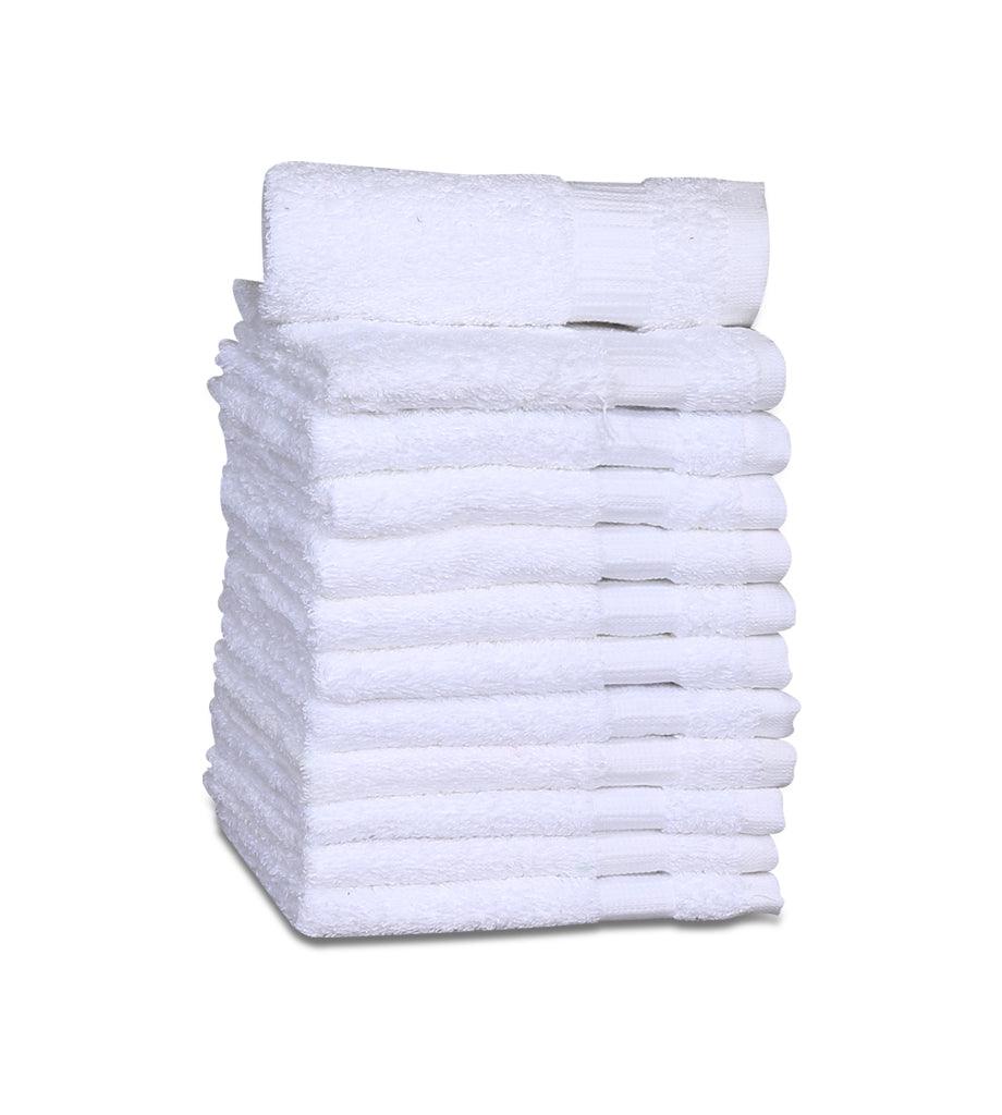 12 Premium Quality Washcloths (White -13x13 inches ) 1.5 lb/dz - Maz Tex Supply