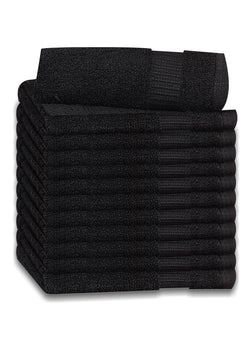 12 Premium Quality Washcloths (Black -13x13 inches ) 1.5 lb/dz