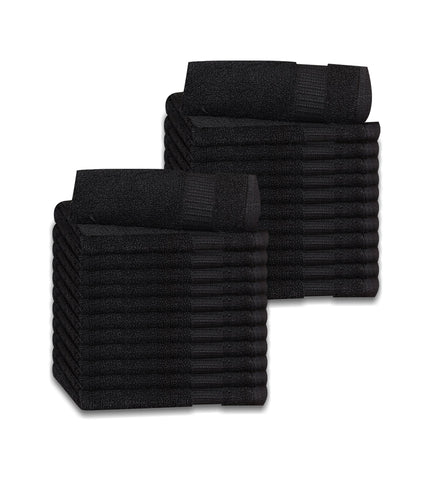 12 Premium Quality Washcloths (Black -13x13 inches ) 1.5 lb/dz - Maz Tex Supply