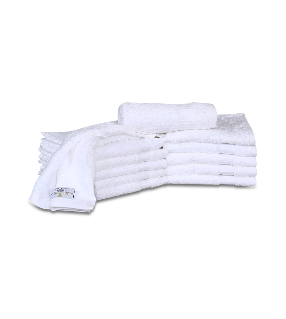 12 Premium Quality Washcloths (White -13x13 inches ) 1.5 lb/dz - Maz Tex Supply