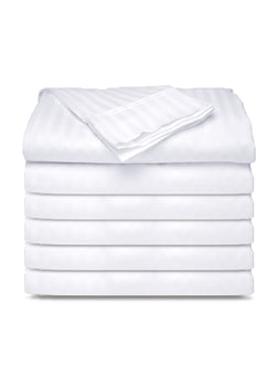 12 Pack - White Tone on Tone Fitted Sheets T-250  Hotel Quality