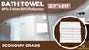 Image of 12 New White 20X40 100% Cotton Bath Towels Soft & Quick Dry 5 lb/dz