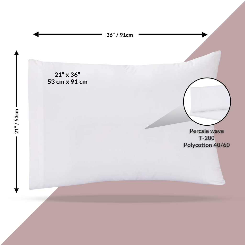 Pack of 100 Polycotton Standard Pillowcases (42"x36") White T-200